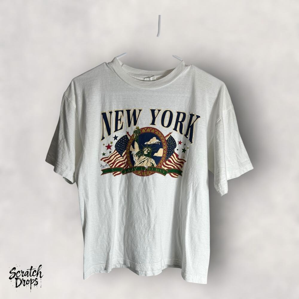 Danny Boy Vintage 90s Women's Crop Top Large Retro New York Graphic Tee Casual